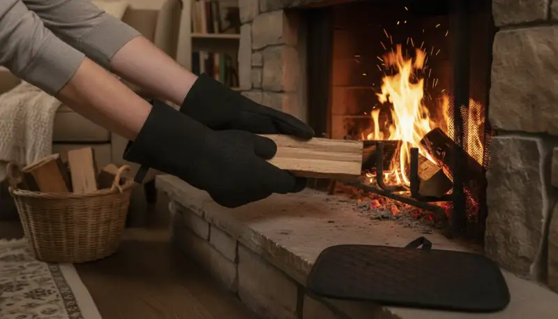 Sicher am Kamin: Die richtigen Ofenhandschuhe